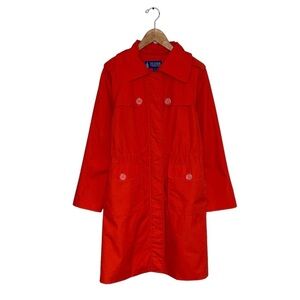 London Fog Trench Coat Women’s Medium Orange‎ Red Vintage The Tower Collection